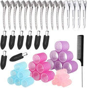 Kit di rullatori per capelli 50 pezzi - Rullatori autoadesivi per capelli - 4 misure (60/48/36/25 mm) - Per capelli lunghi/mediocri/corti - Plastica duratura - Bellezza naturale senza calore