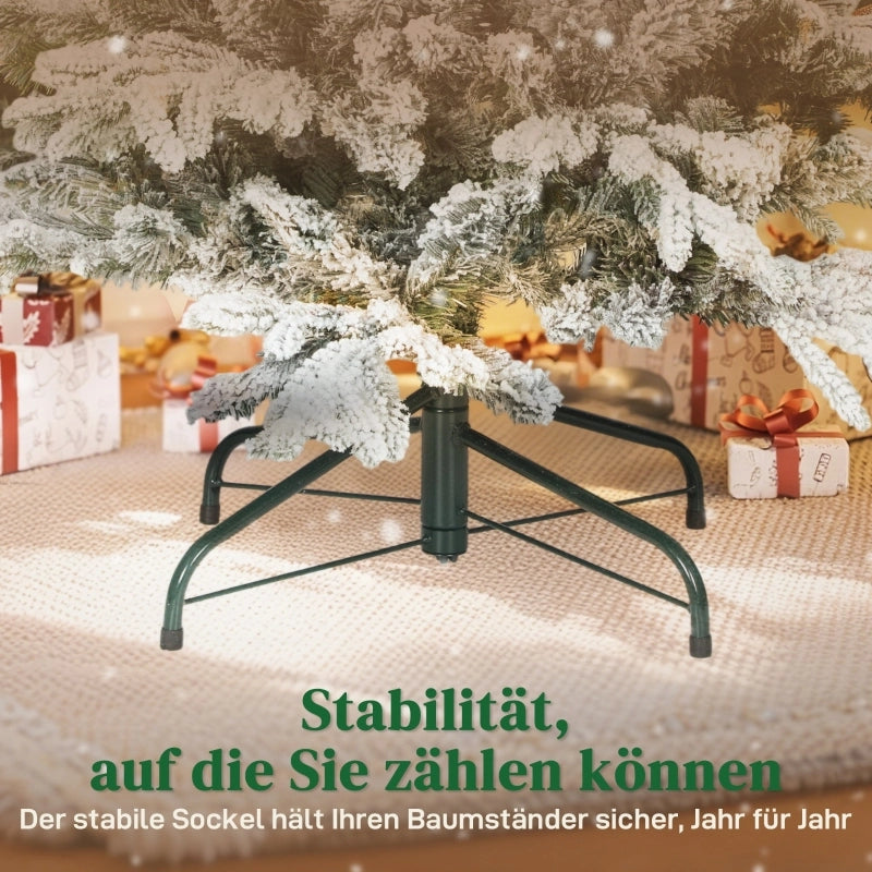 Albero di Natale artificiale, 150 cm, con neve, 1162 rami, supporto in metallo pieghevole.