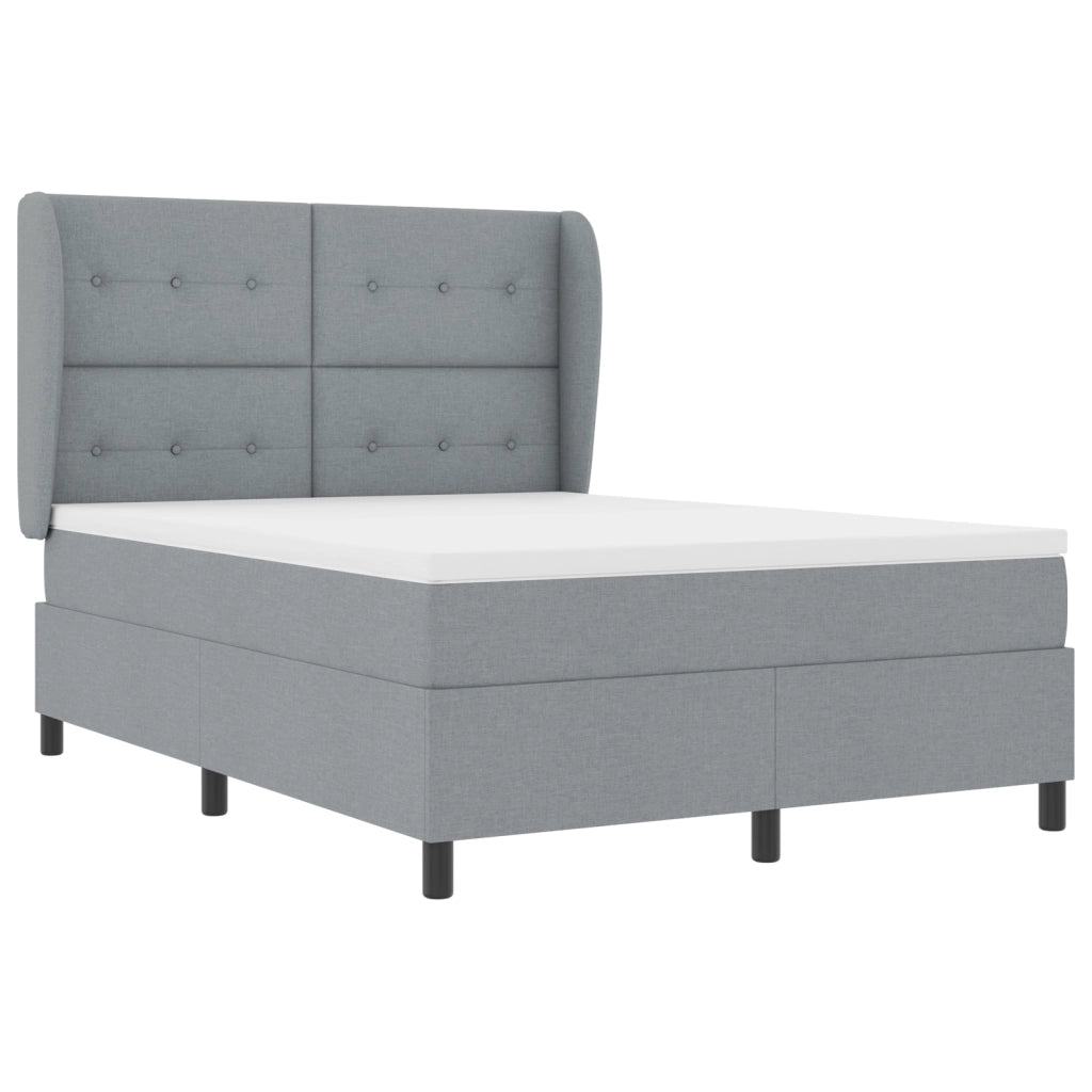 Letto Box Spring con Materasso Grigio chiaro 140x190 cm Tessuto