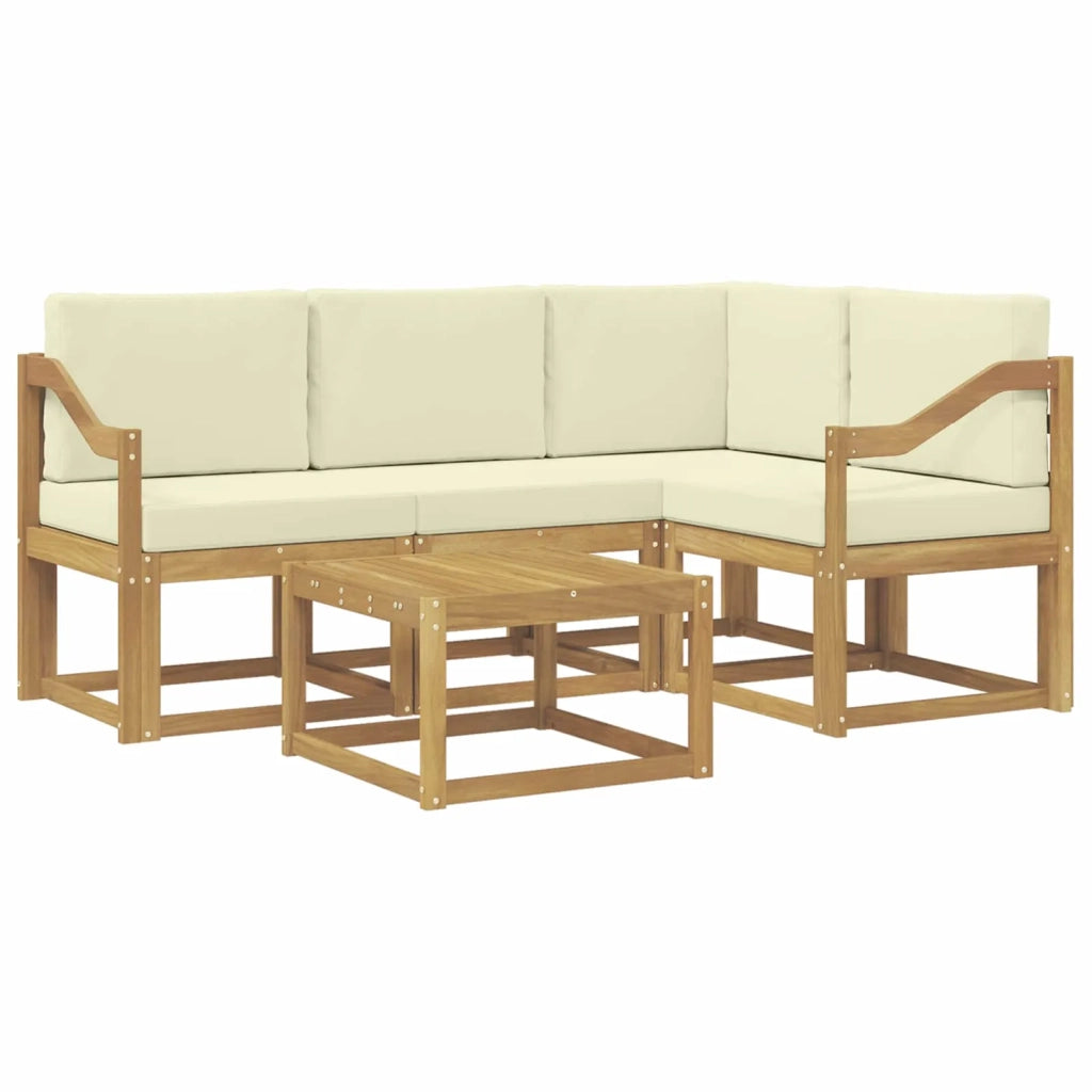 Set di divani da esterno con cuscino 5 pcs Bianco e Crema 3387609