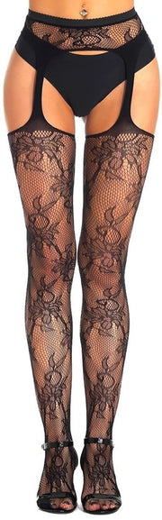 Calze Plus Size con Cinturino Aperto a Croce - Fascia con Reti - Calze Sexy - Tessuto Respirante - Alta Elasticità - Calze a Reti