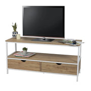 Mobile porta TV in stile classico con 2 cassetti collezione PUEBLO - Colori rovere chiaro & bianco, dimensioni 120x39x57 cm