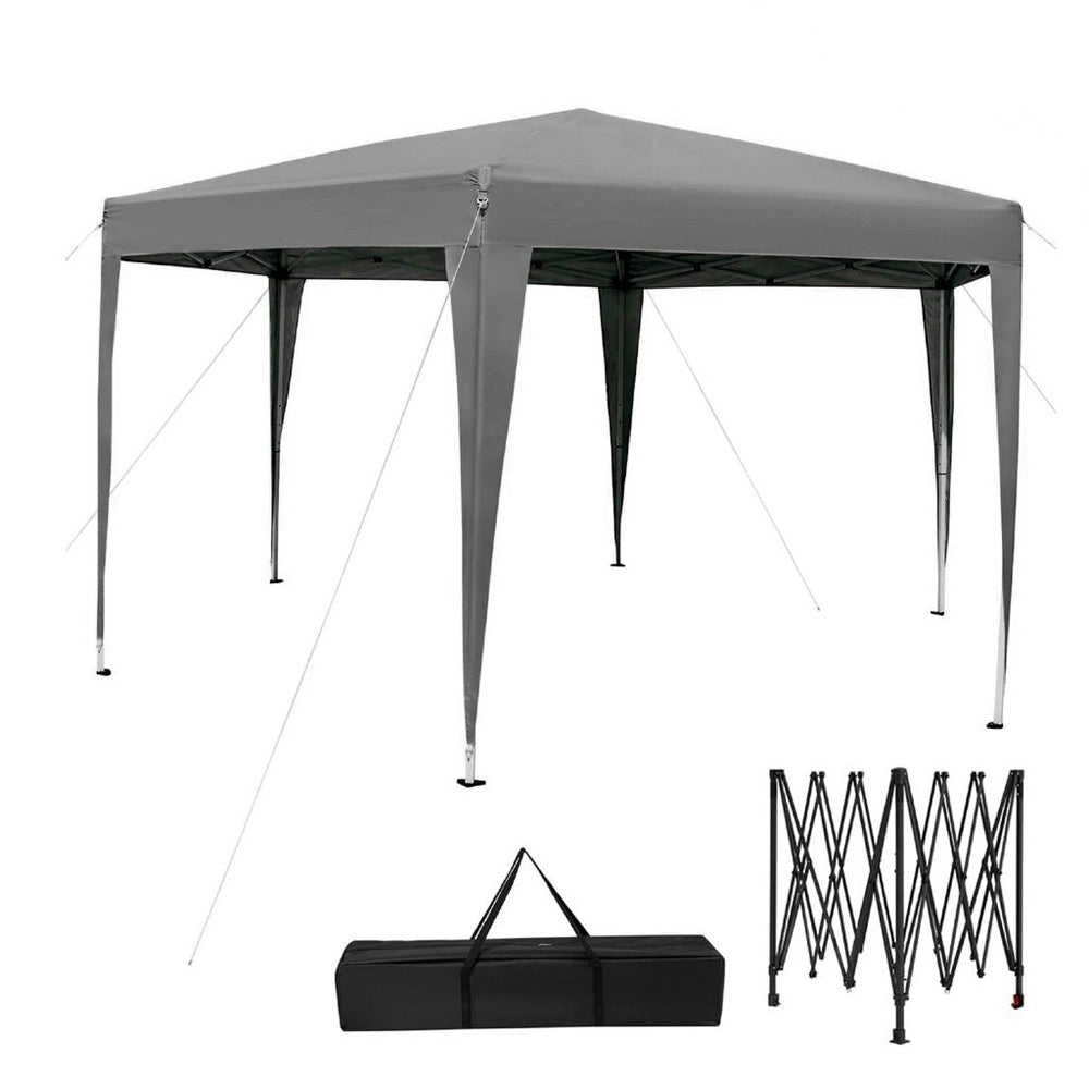 Trade Shop - Gazebo Tenda Richiudibile Da Giardino Esterno 3x3mt Per Campeggi Festa Con Borsa Trasporto - Grigio