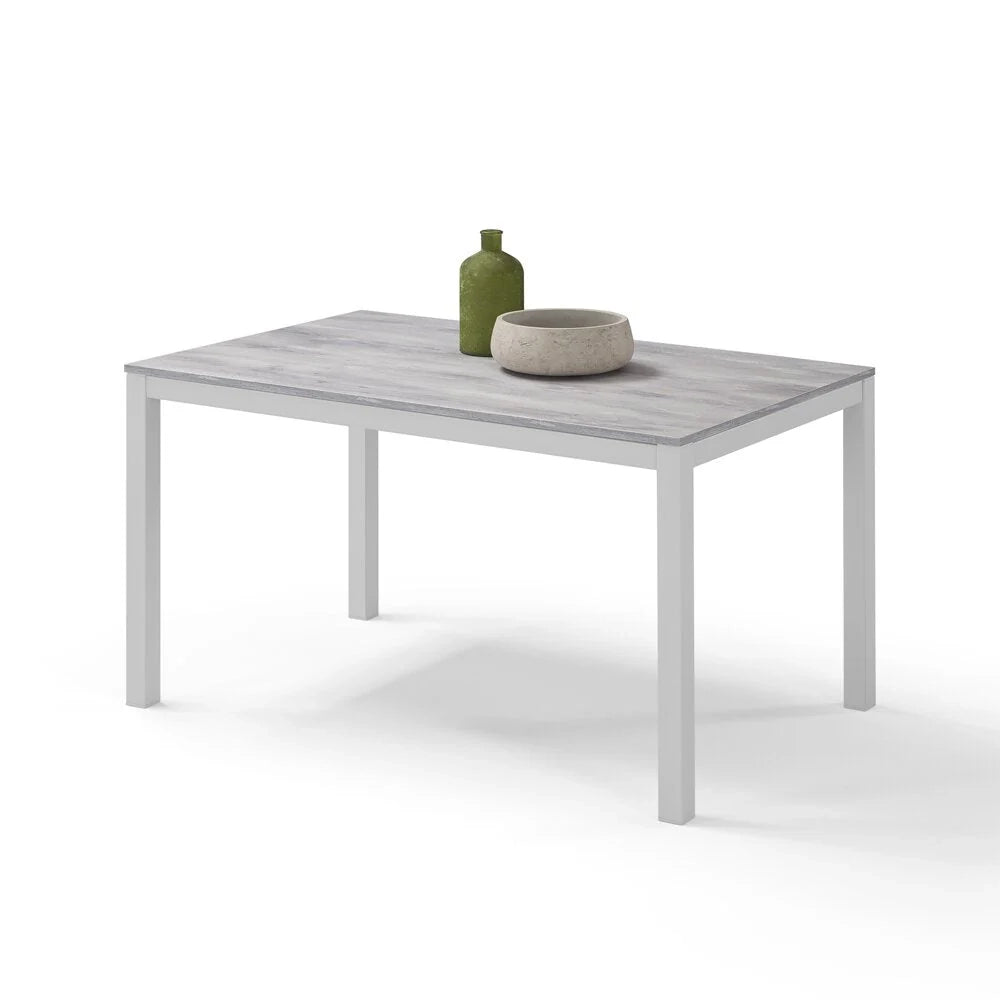 Tavolo da pranzo allungabile 130x80 Cemento Struttura Bianca modello GIOTTO MADE IN ITALY con allunga laterale 40 cm per sala da pranzo, cucina e soggiorno, design moderno