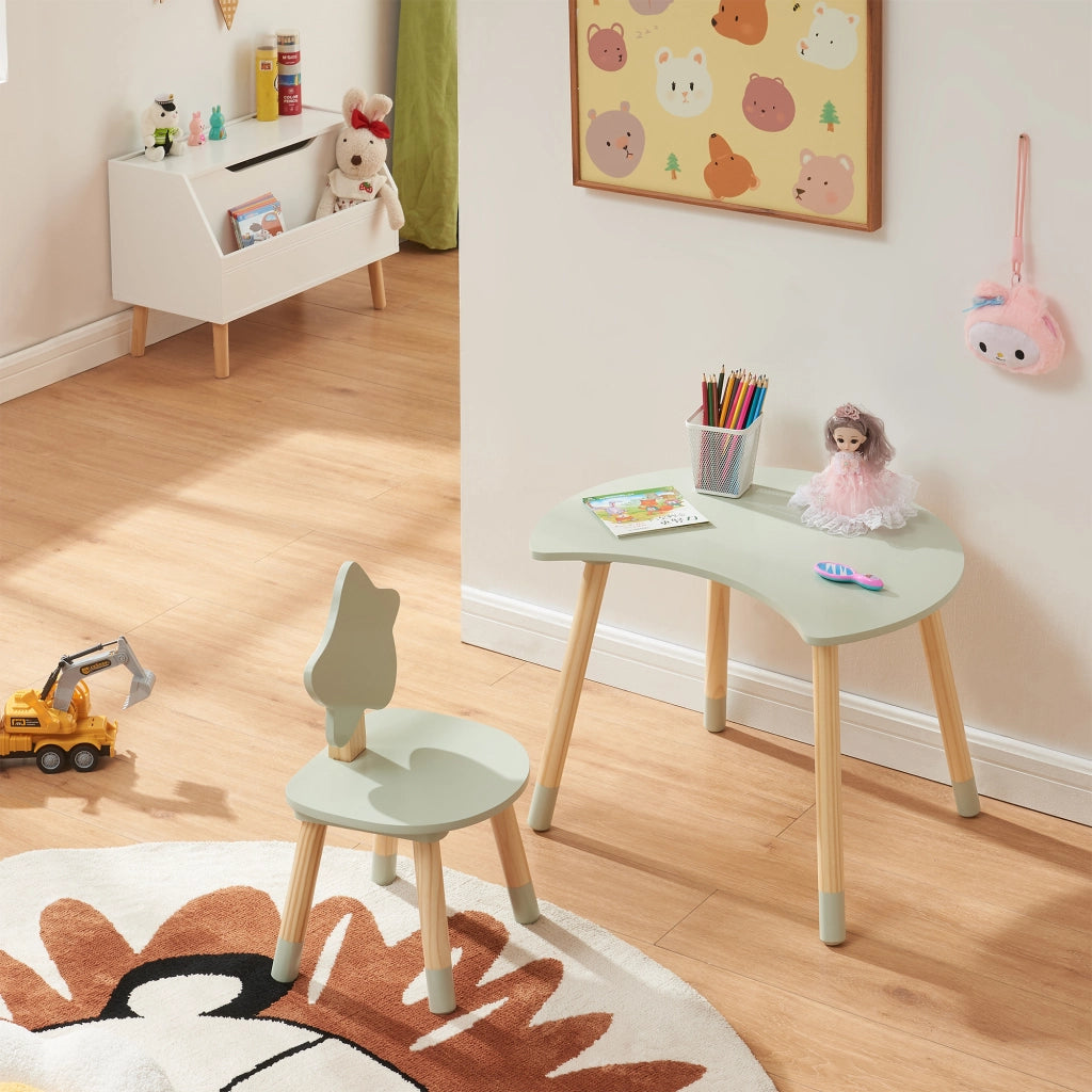 Set Lallega di 2 Mobili per Cameretta Scrivania e Sedia - Verde Menta/Naturale [en.casa]
