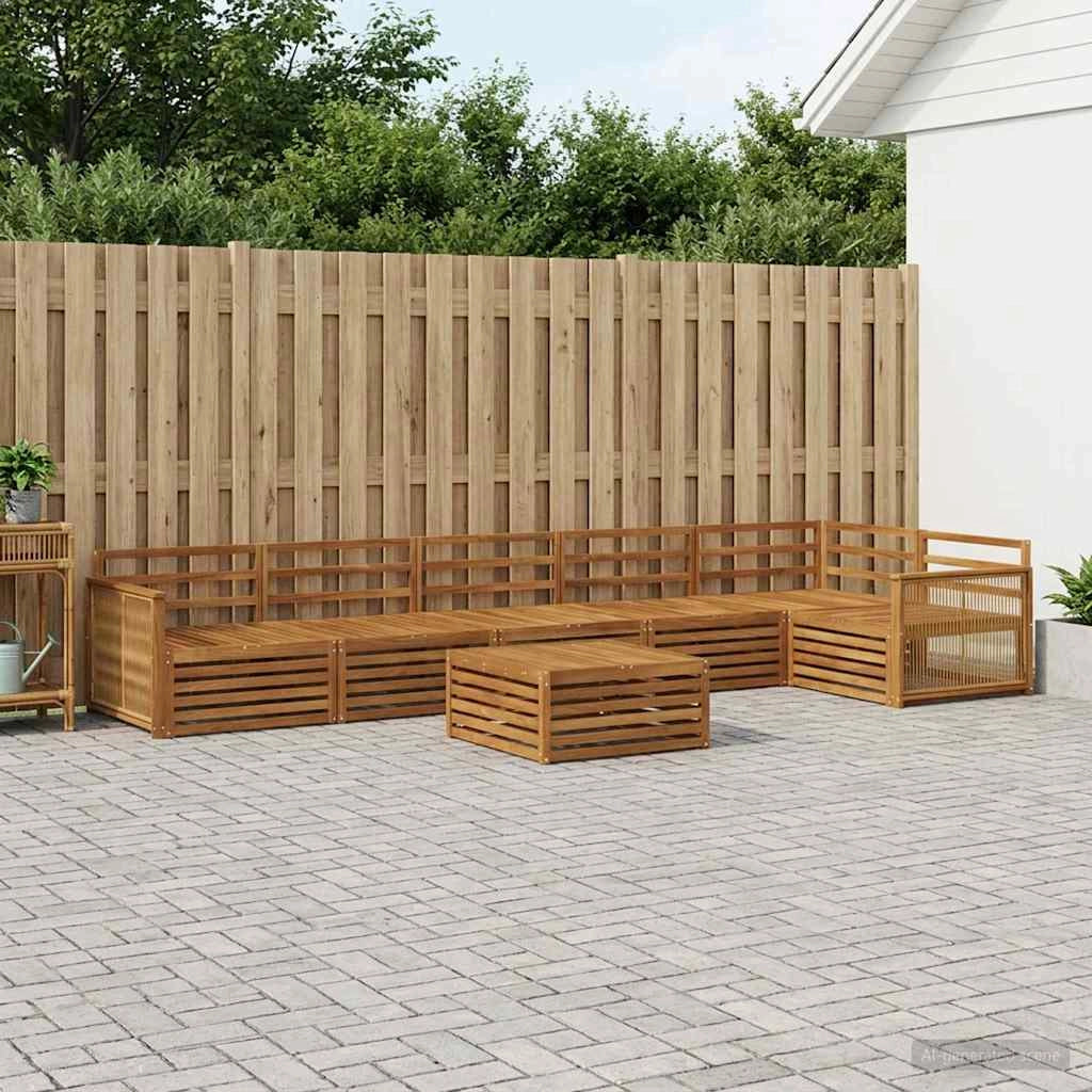 Set di divani da esterno 7 pz Naturale Legno di Acacia Massello 3383447