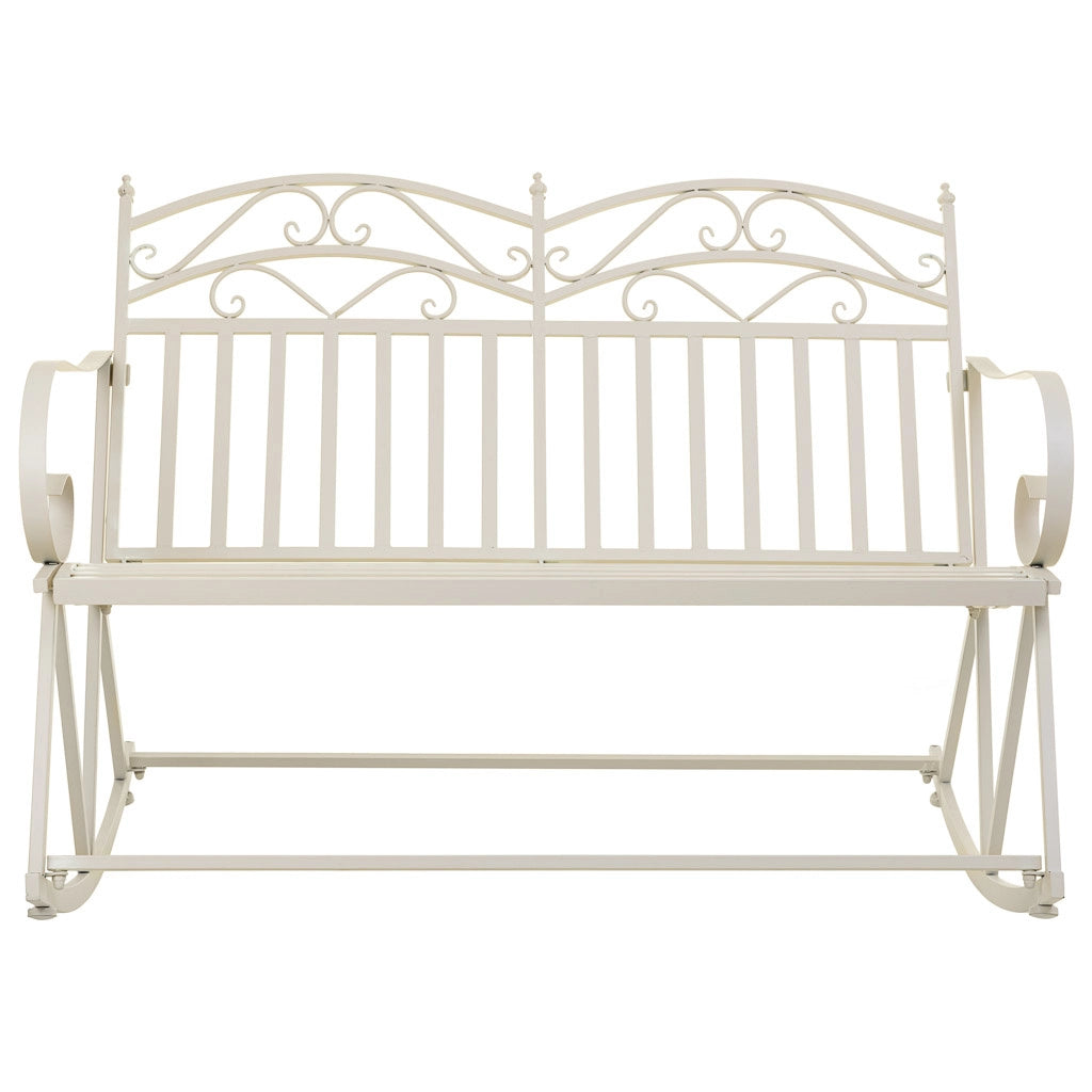 Divano a dondolo in ferro battuto bianco 116x45x91h cm