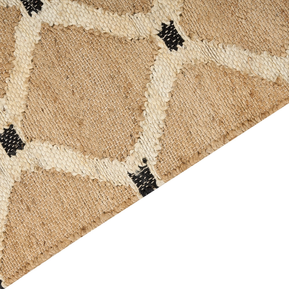 Tappeto di iuta intrecciata naturale in stile bohémien con motivo geometrico 160 x 230 cm Beige camera da letto soggiorno