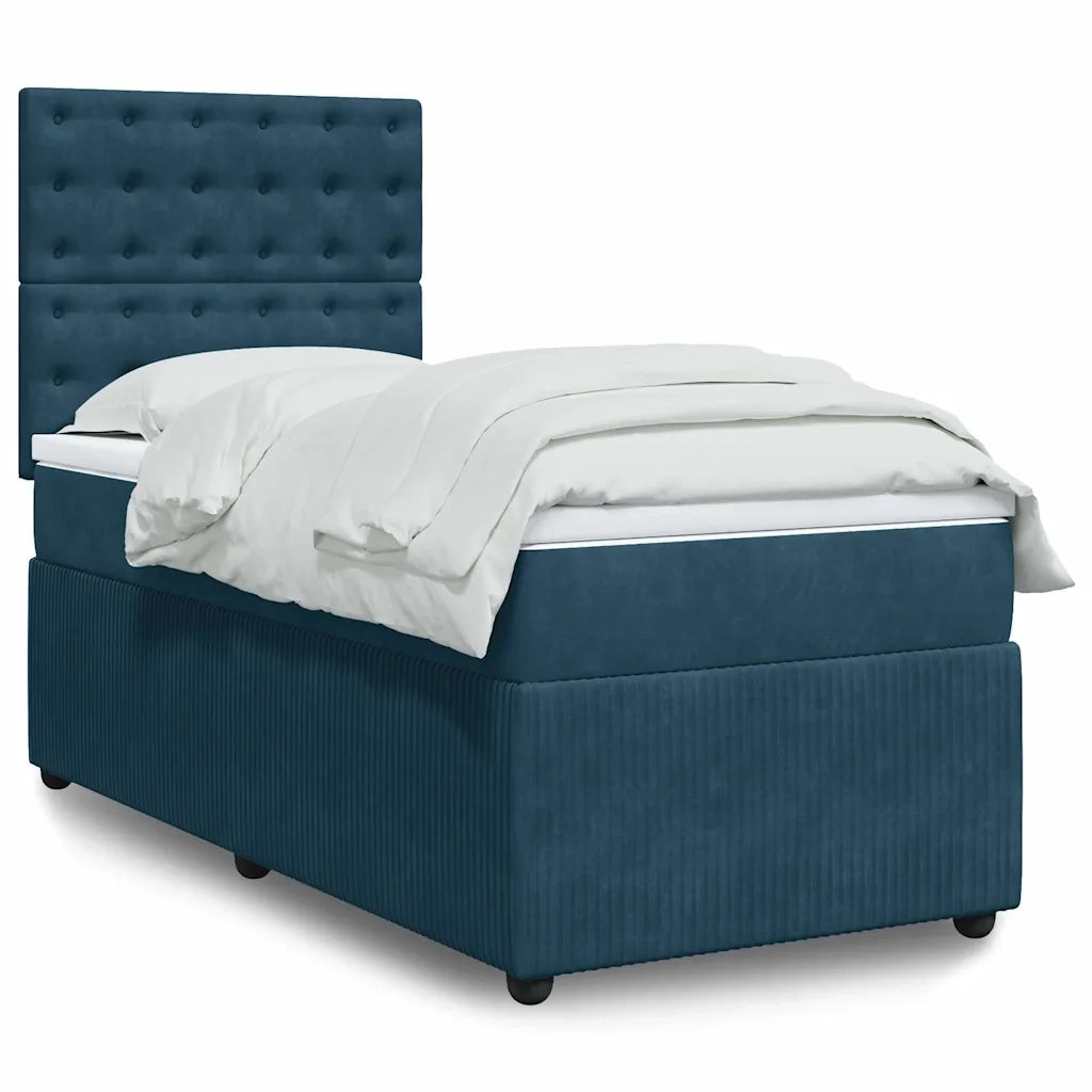 Giroletto a Molle con Materasso Blu 90x190 cm in Velluto 3294530