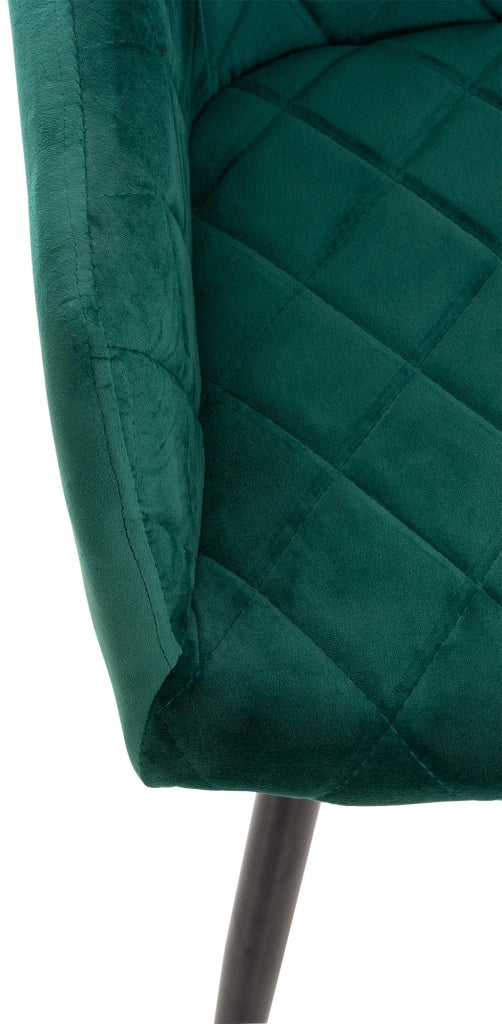 Set di 2 sedie da pranzo Shila verde,Velluto