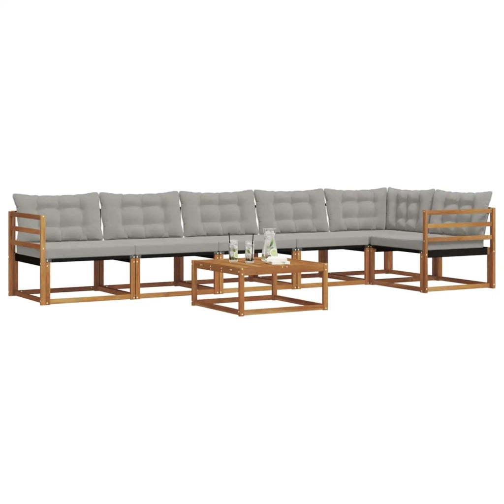 Set di divani da esterno 7 pcs Grigio Naturale e Chiaro