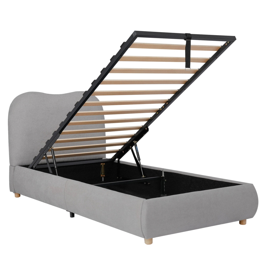 Letto imbottito per bambini 90x200 cm con contenitore e rete a doghe