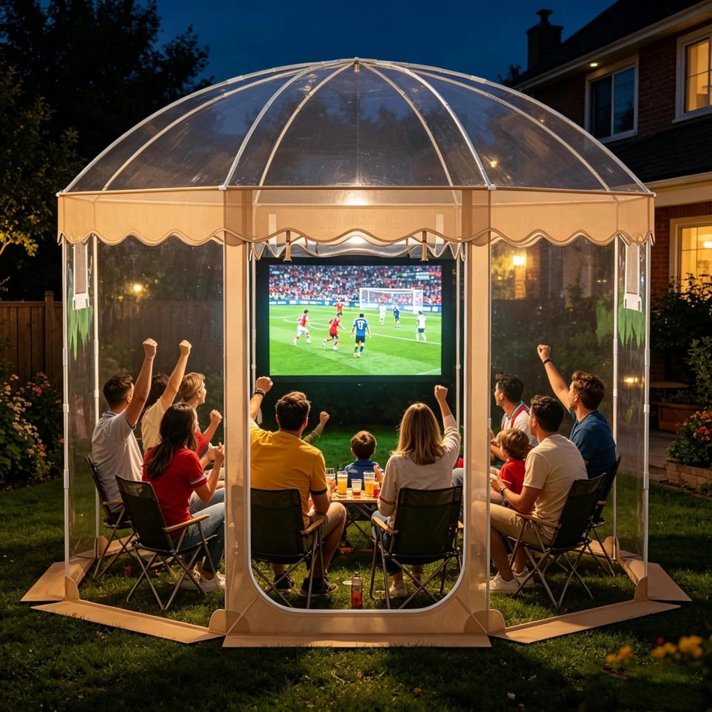 Tenda Sportiva a Bolla Pop-up 305 x 305 cm, Tenda Cupola Trasparente Isolante Termica per Mondiale 2026 Coppa del Mondo, per Eventi Sportivi, Giardino, Terrazzo e Campeggio, 8-10 Persone