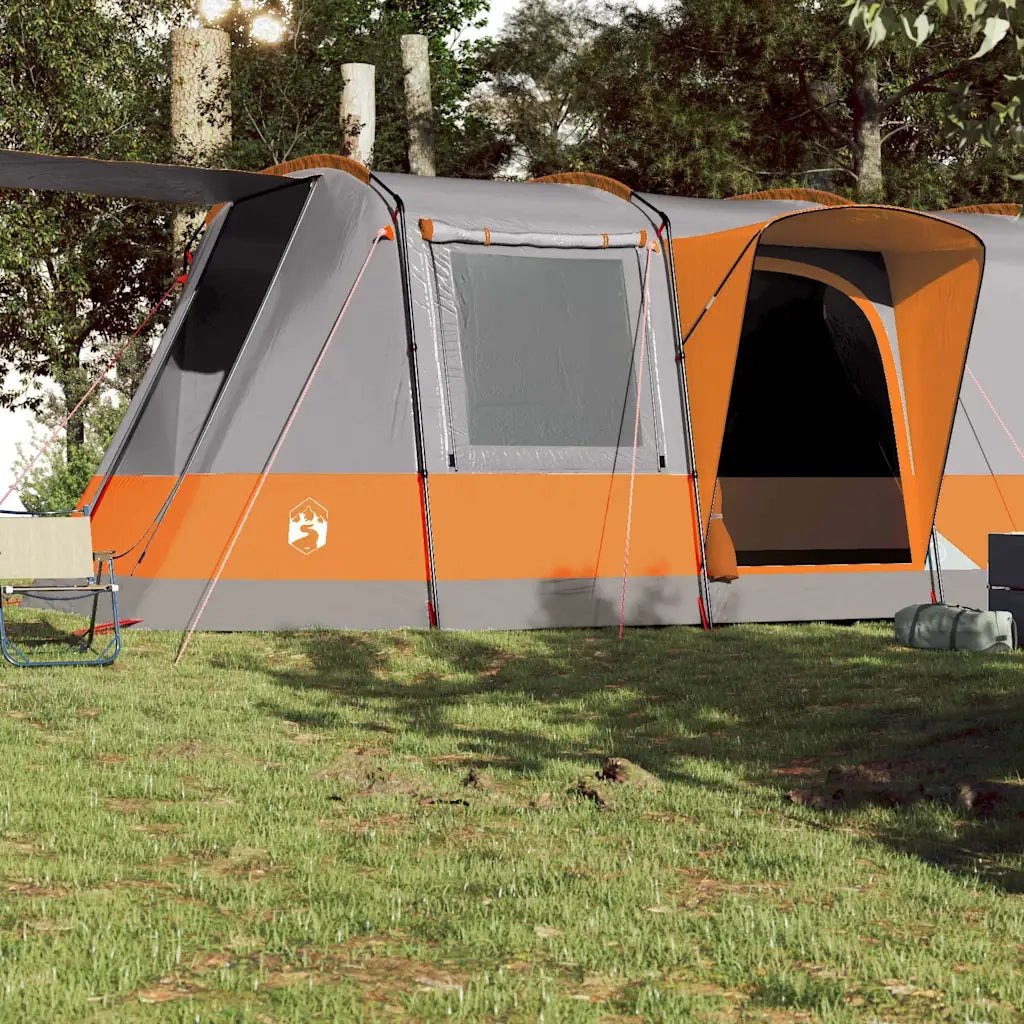 Tenda da Campeggio a Tunnel per 4 Persone-Tenda per Escursionismo Grigio e Arancione 606625
