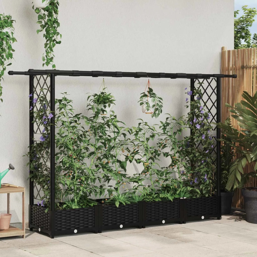 Letto Rialzato con Griglia e Tetto Nero 203 x 40 x 123 cm PP 42032541