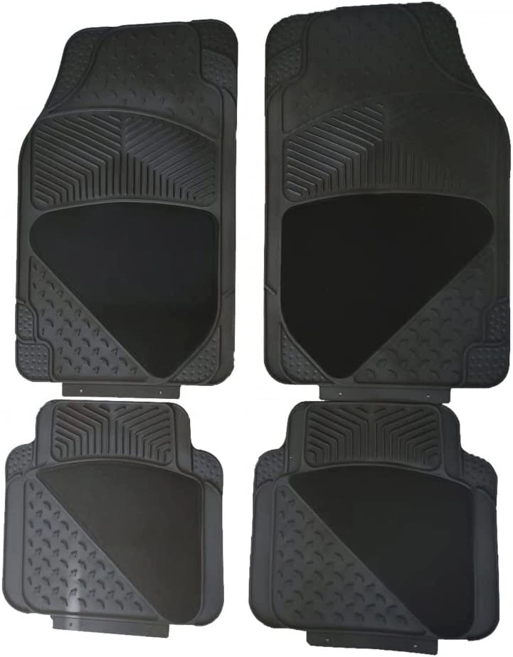 SET 4 TAPPETINI IN GOMMA LINEA MELBOURNE CON MOQUETTE DI COLORE NERO