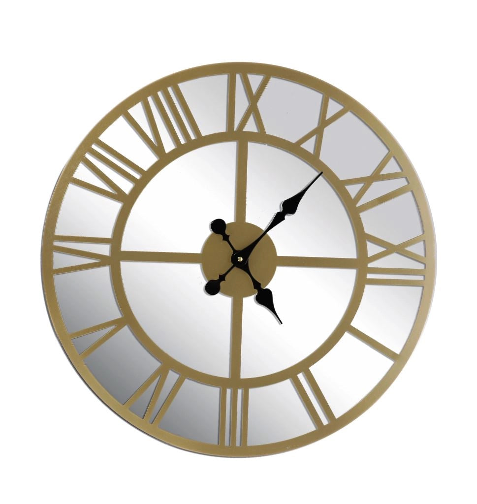 Orologio da Parete Maxi in Ferro Tondo con Specchio 60 x 5 cm