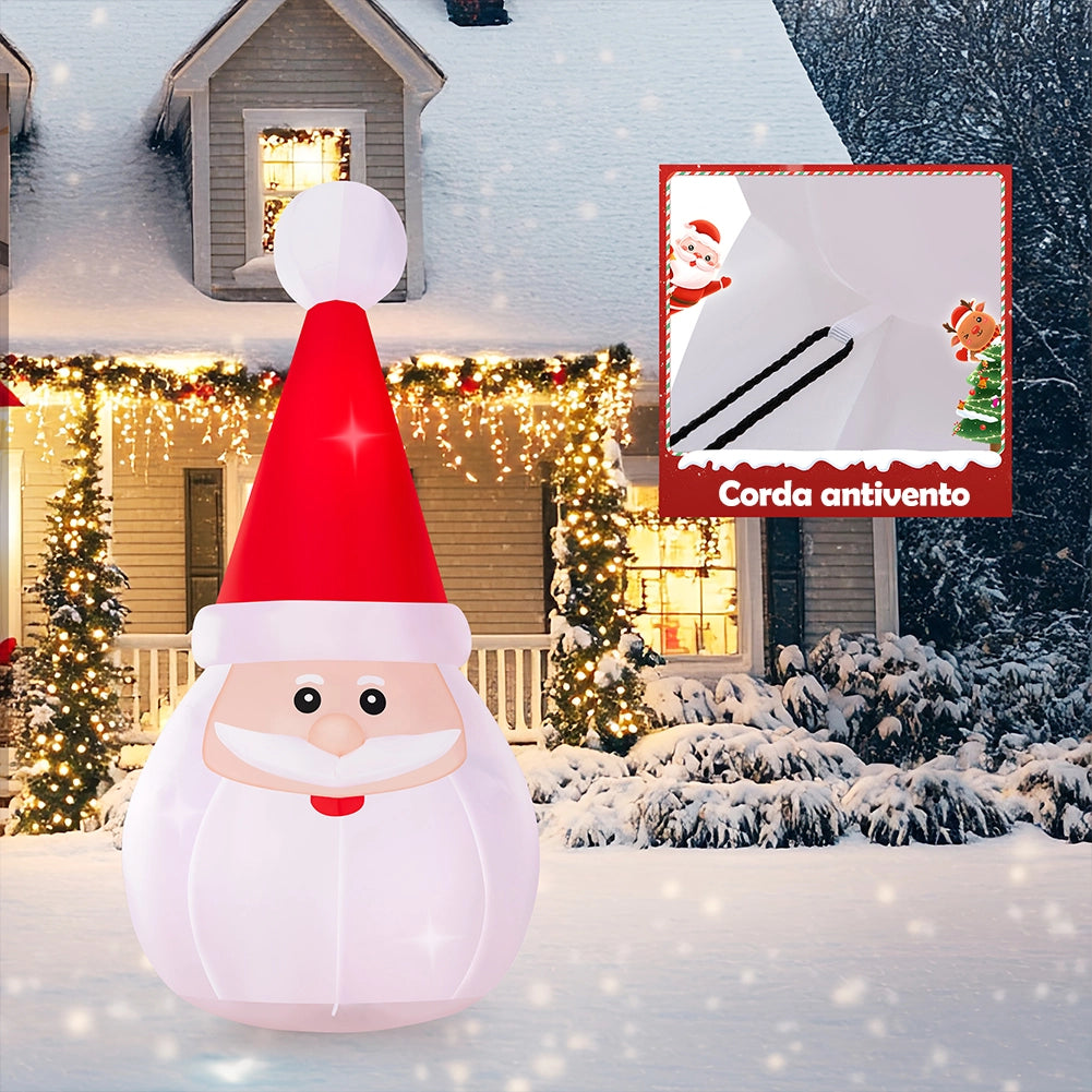 Gonfiabile di Babbo Natale XXL Decorazione Natalizia Luminosa da Esterno 250 cm