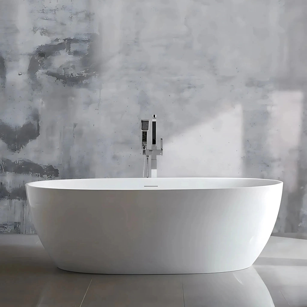 Vasca Da Bagno Freestanding In Acrilico Roma 170 Copritappo oro spazzolato
