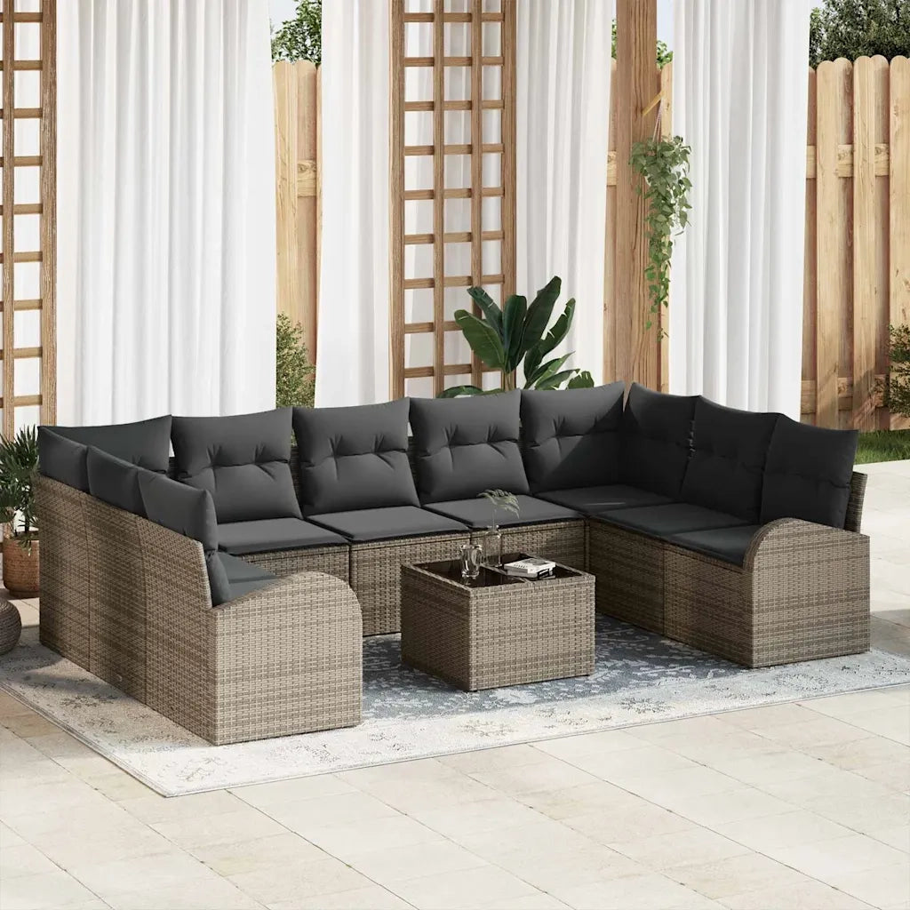 Set di divani con cuscino 10 pcs Grigio Rattan in Polipropilene 3346209