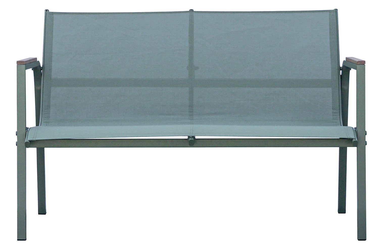 Set Salotto da Giardino Divano 2 Poltrone e Tavolino Tarquinia in Ferro e Textilene Verde