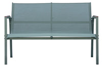 Set Salotto da Giardino Divano 2 Poltrone e Tavolino Tarquinia in Ferro e Textilene Verde