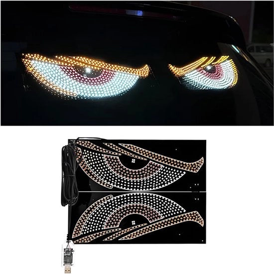Due Pezzi di Lampade per Auto - 30cm x 12cm Display LED Dinamico Flessibile per Parabrisse, Lampada Decorativa Esterna Universale con Luce Rossa-Gialla-Bianca