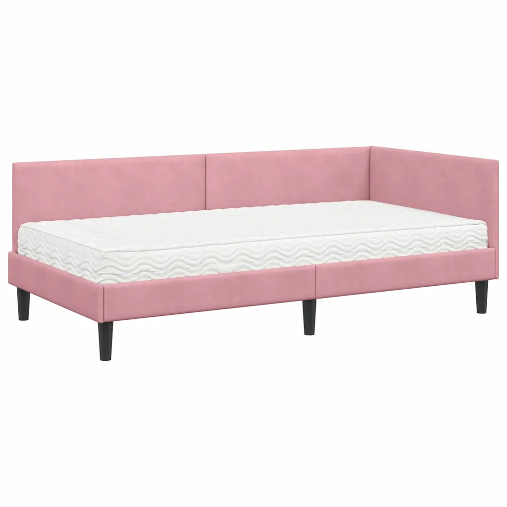 Struttura Letto Angolare con Materasso 2 pcs Grigio Velluto