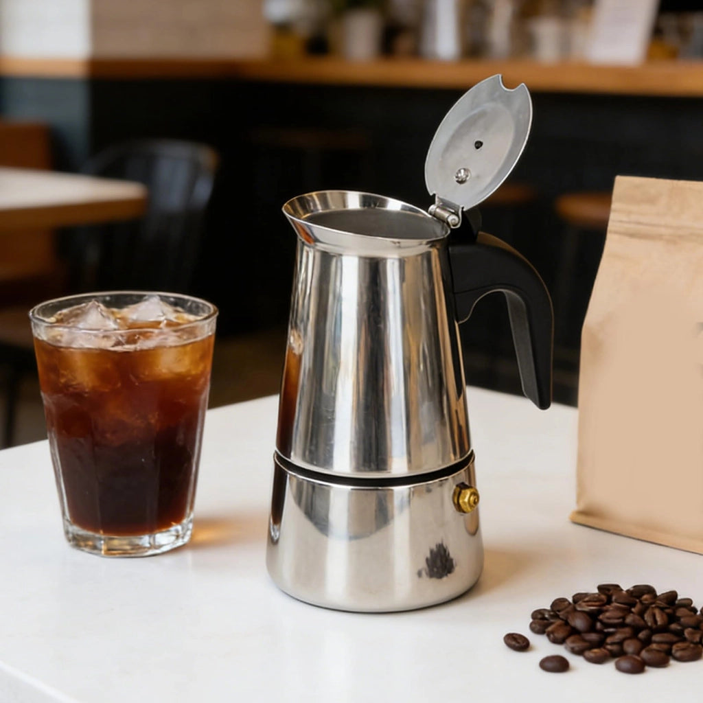 Bollitore in acciaio inossidabile da 450 ml, manuale, ideale per il campeggio, design moderno