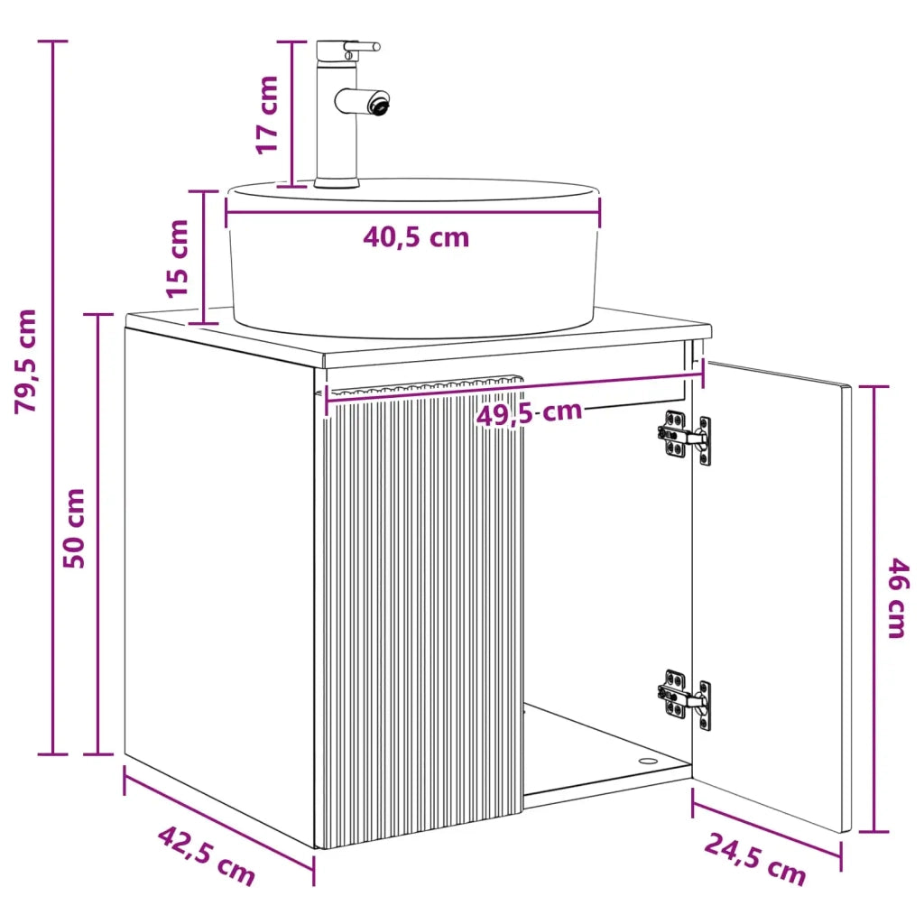 Mobile Lavabo da Parete Sonoma grigio 49,5 x 44,5 x 65 cm 890438