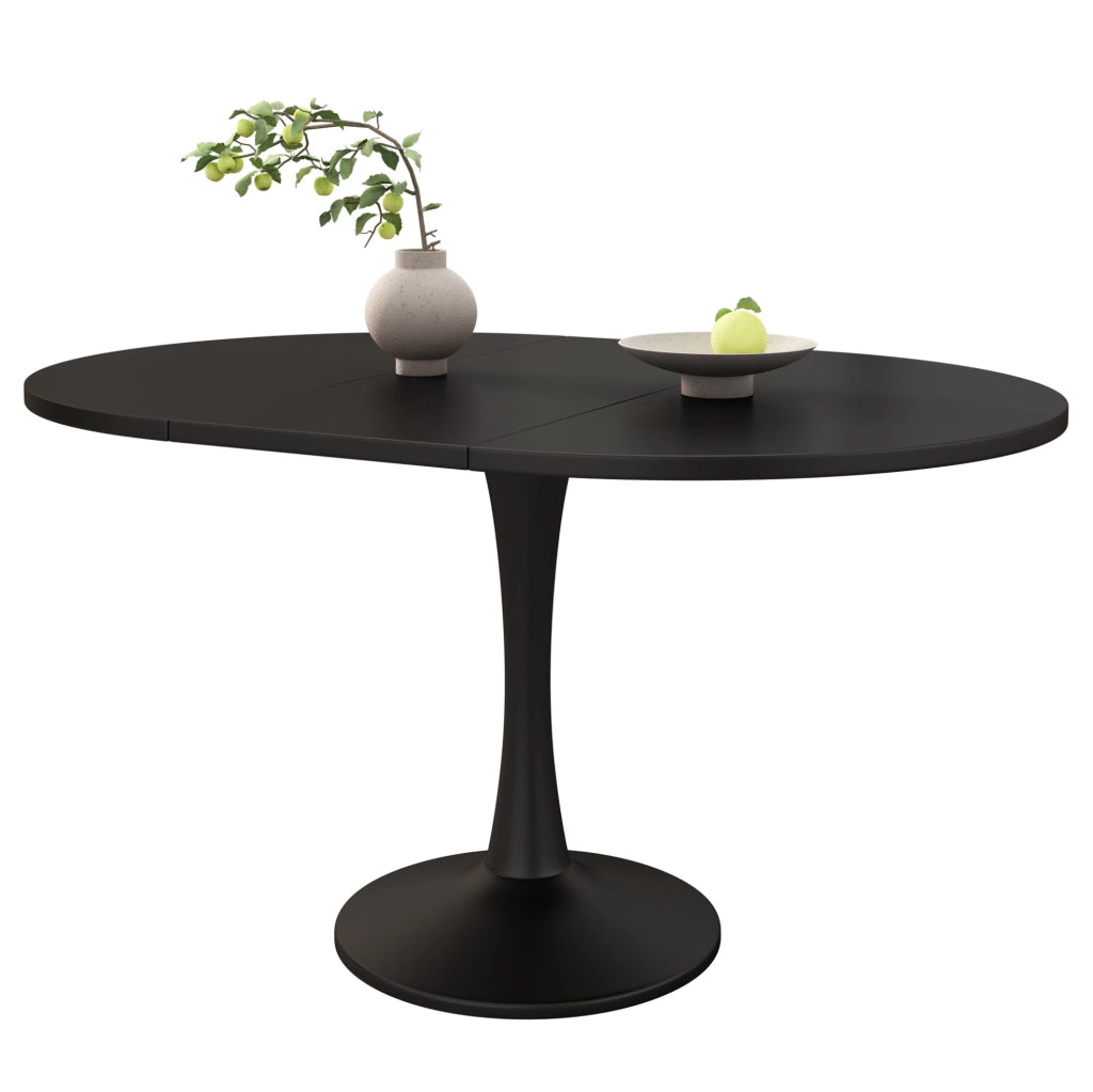 Tavolo da pranzo ovale estensibile 100/140x100x75 cm; MDF nero