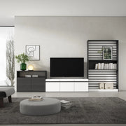Mobile TV, Soggiorno, 360x35x186cm, Per TV fino a 65", Set di mobili, Bianco e nero RF3186
