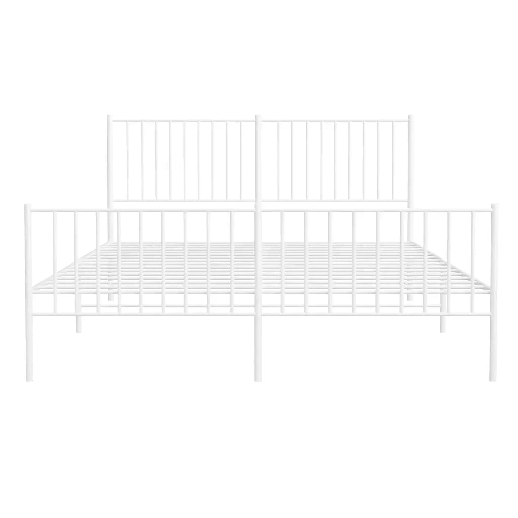 Giroletto con Testiera e Pediera Metallo Bianco 150x200 cm 350951