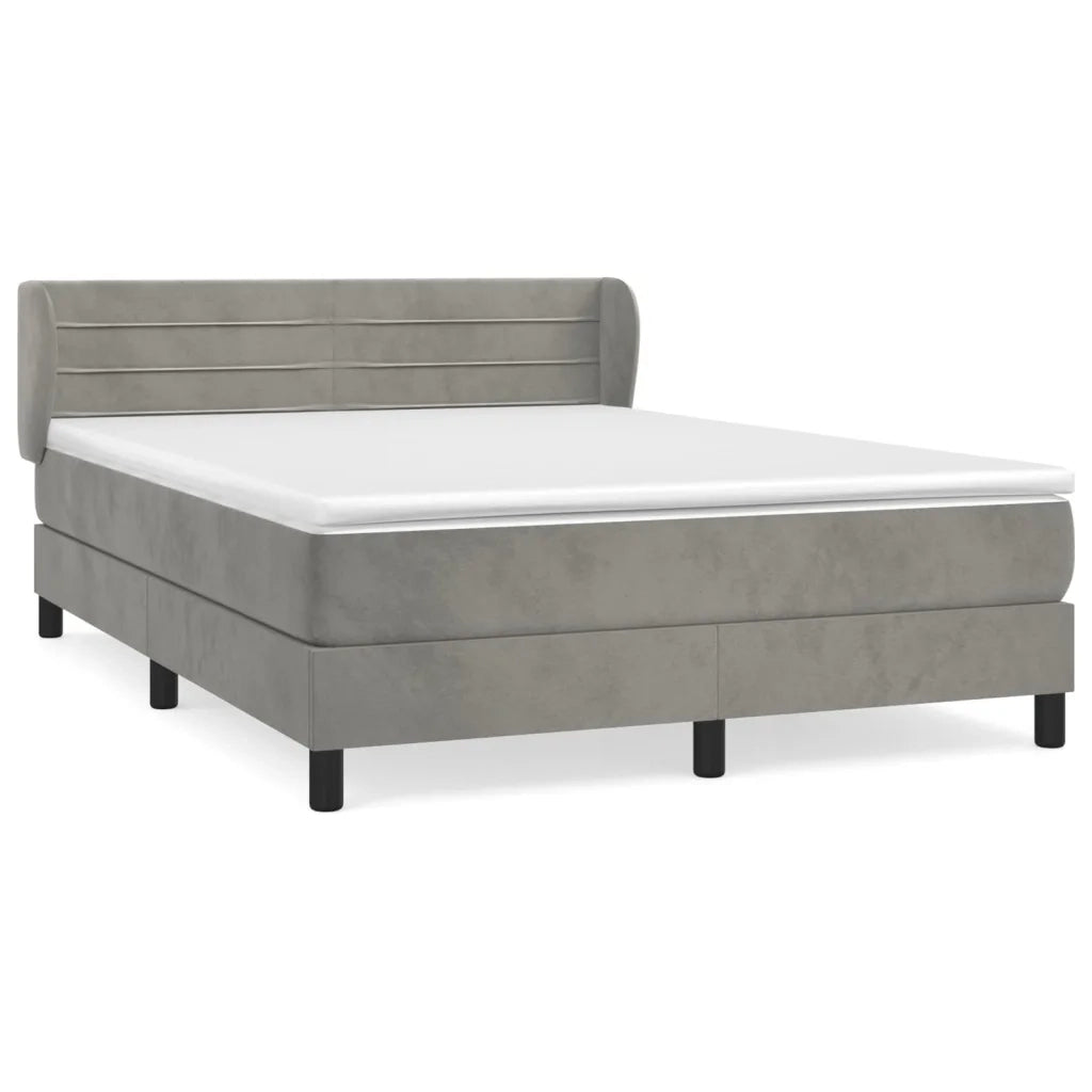 Giroletto a Molle con Materasso Grigio Chiaro 140x190cm Velluto 3127547