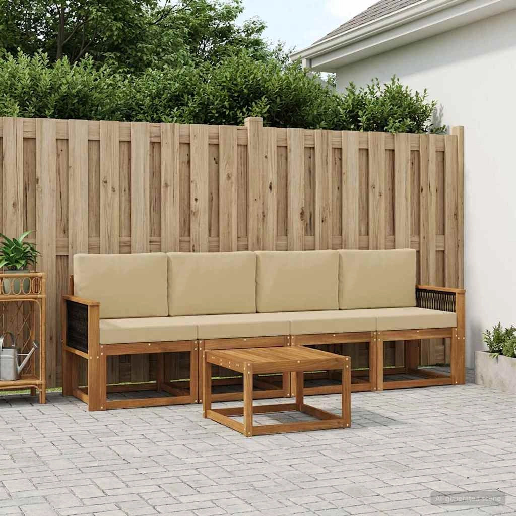 Set di divani da esterno 4 pz Naturale 3384974