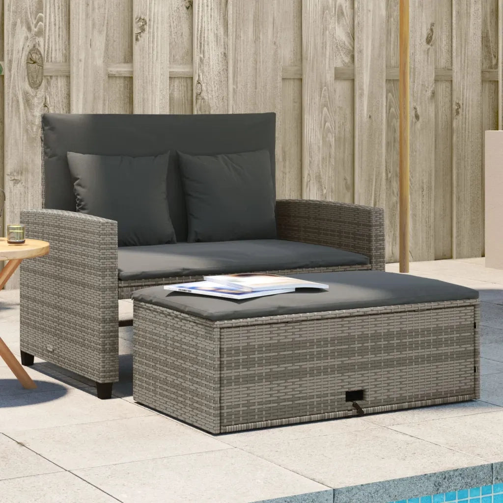 Divano da Giardino con Cuscini 2 Posti-Sofa da Giardino-Divano da esterno Grigio in Polyrattan 967495