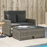 Divano da Giardino con Cuscini 2 Posti-Sofa da Giardino-Divano da esterno Grigio in Polyrattan 967495