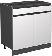 Mobiletto base per cucina R-Line, Bianco, 80 cm Forma a J, senza piano di lavoro, per la libera combinazione all'interno di sistemi cucina modulari