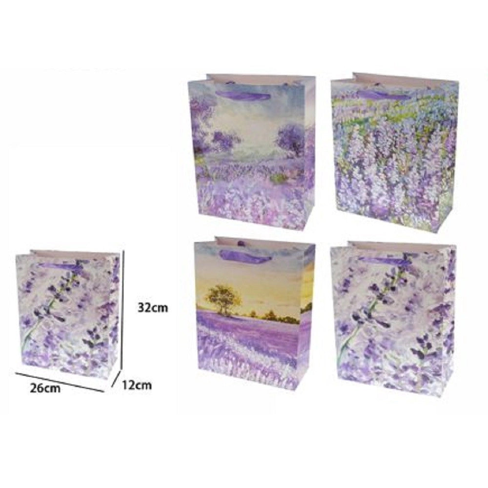 Trade Shop - Set 2 Pz Buste Borsa Da Regalo Lavanda 32x26x12cm Sacchetto 69966 Varie Fantasie -