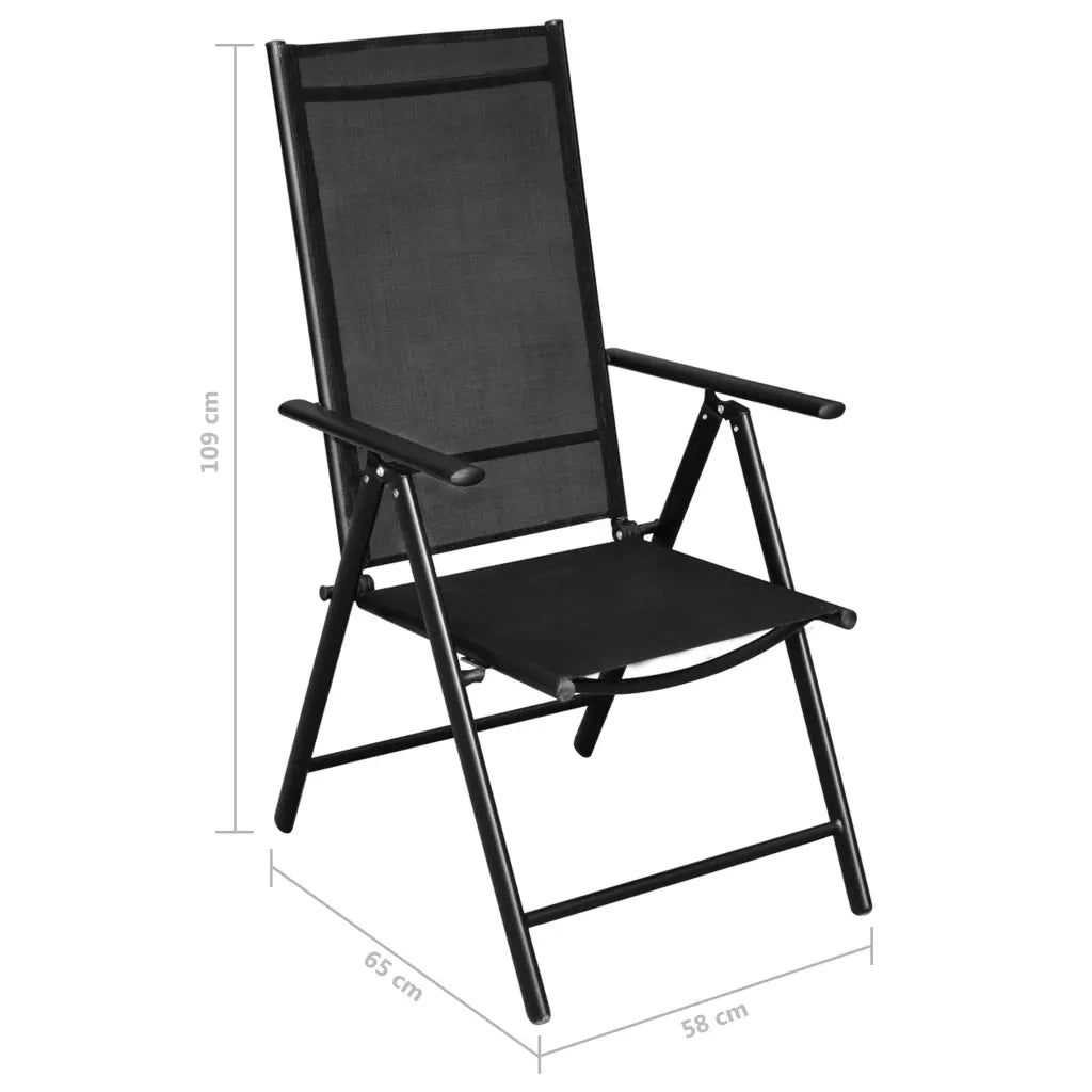 Set da Pranzo da Giardino 9 pz Pieghevole in Alluminio Nero