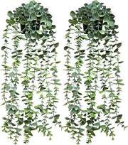 Pianta ornamentale finta eucalipto, foglie di eucalipto in vaso, pianta ornamentale senza manutenzione per parete, cucina, veranda (2 pezzi)