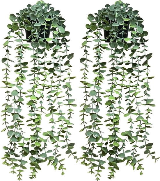Pianta ornamentale finta eucalipto, foglie di eucalipto in vaso, pianta ornamentale senza manutenzione per parete, cucina, veranda (2 pezzi)