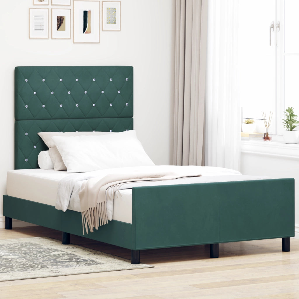 Letto Verde Scuro 120x190 cm Velluto