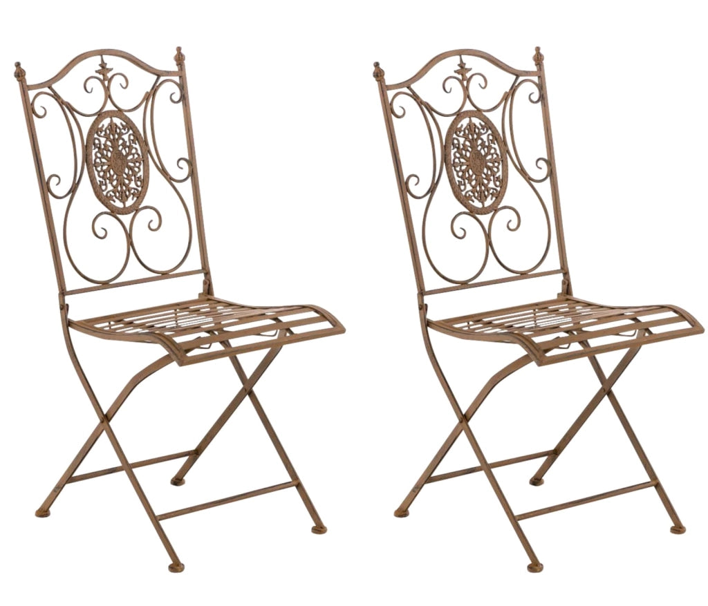 Set di 2 sedie pieghevoli Sibell antico marrone