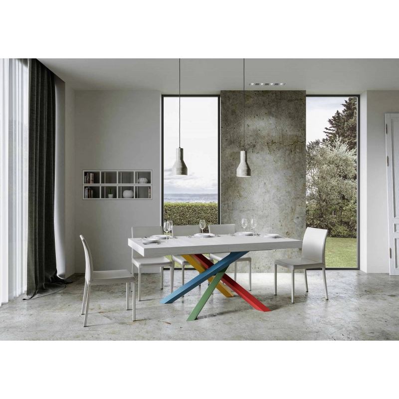 Tavolo allungabile 90x180/284 cm Volantis telaio gambe 4 colori (B) - Bianco Frassino