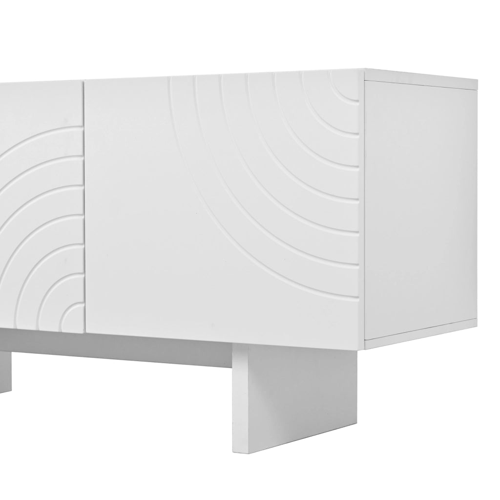 Mobile TV 170x35x50 cm con ante decorative; in MDF e truciolare; bianco