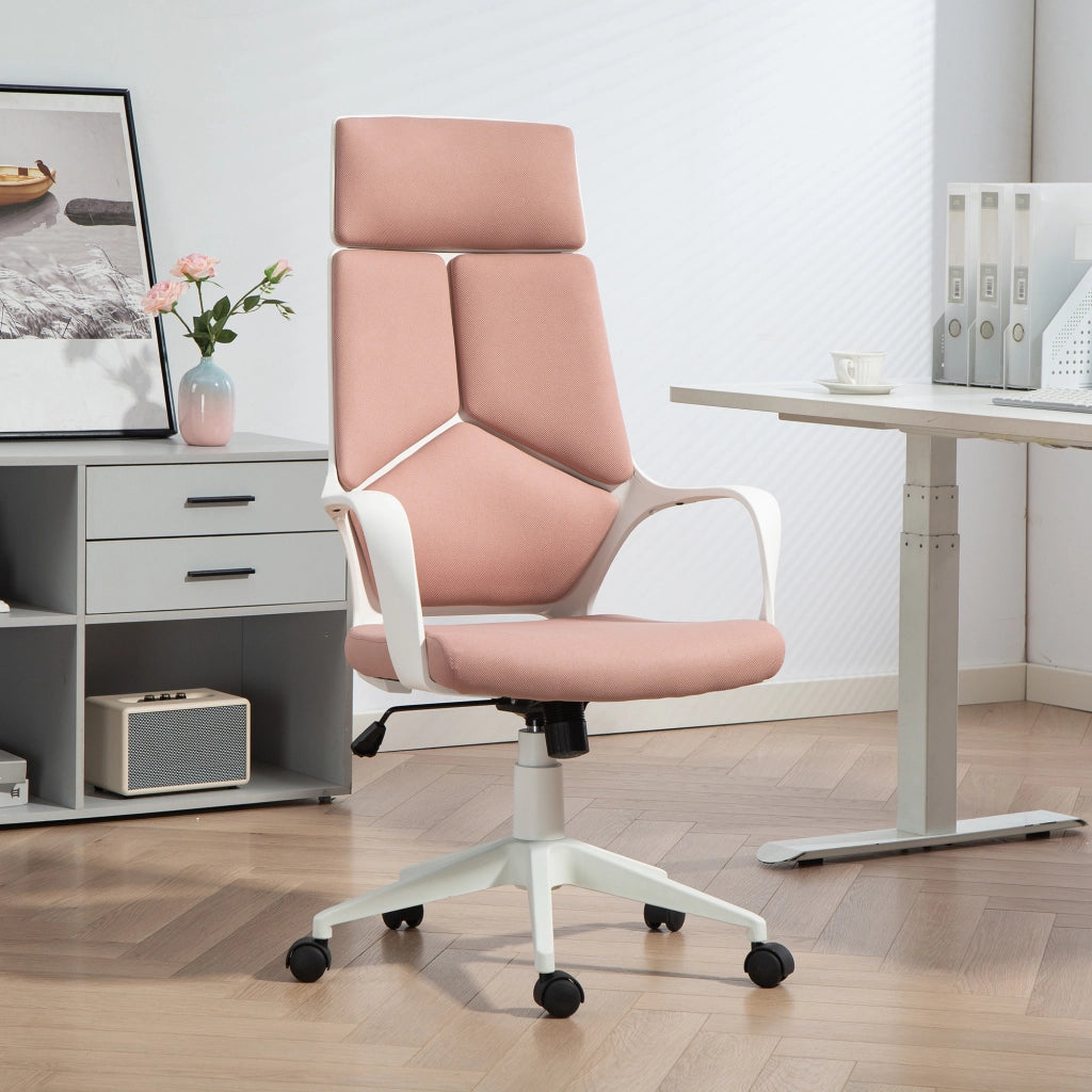 Sedia da Ufficio con Dondolo e Altezza Regolabile ¨C Zephmum ¨C Tessuto Rosa 63x63x117-127 cm