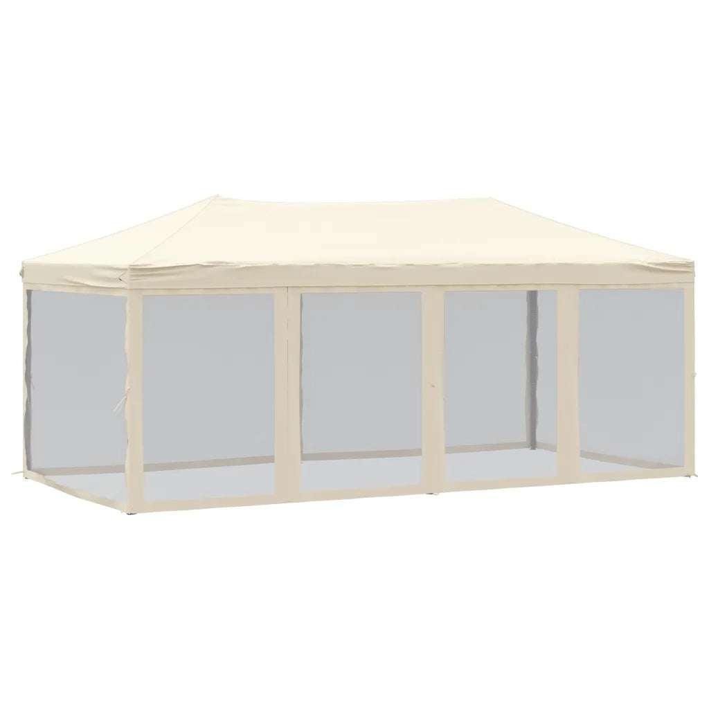 Tenda per Feste Pieghevole con Pareti Laterali-Tenda Gazebo Crema 3x6 m 962768