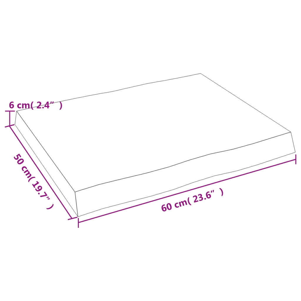 Piano per Tavolo 60x50x(2-6) cm Rovere Non Trattato Bordi Vivi 363868