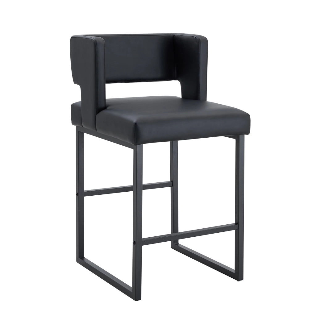 Sgabello da bar 1 posto con seduta imbottita, gambe in metallo, in pelle PU, nero